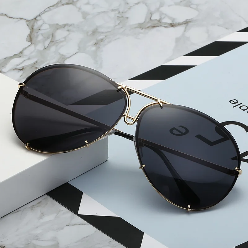 Новая мода пилот Большие женские очки роскошные солнцезащитные очки для женщин крутые зеркальные винтажные женские очки градиентные оттенки - Цвет линз: Gold Black