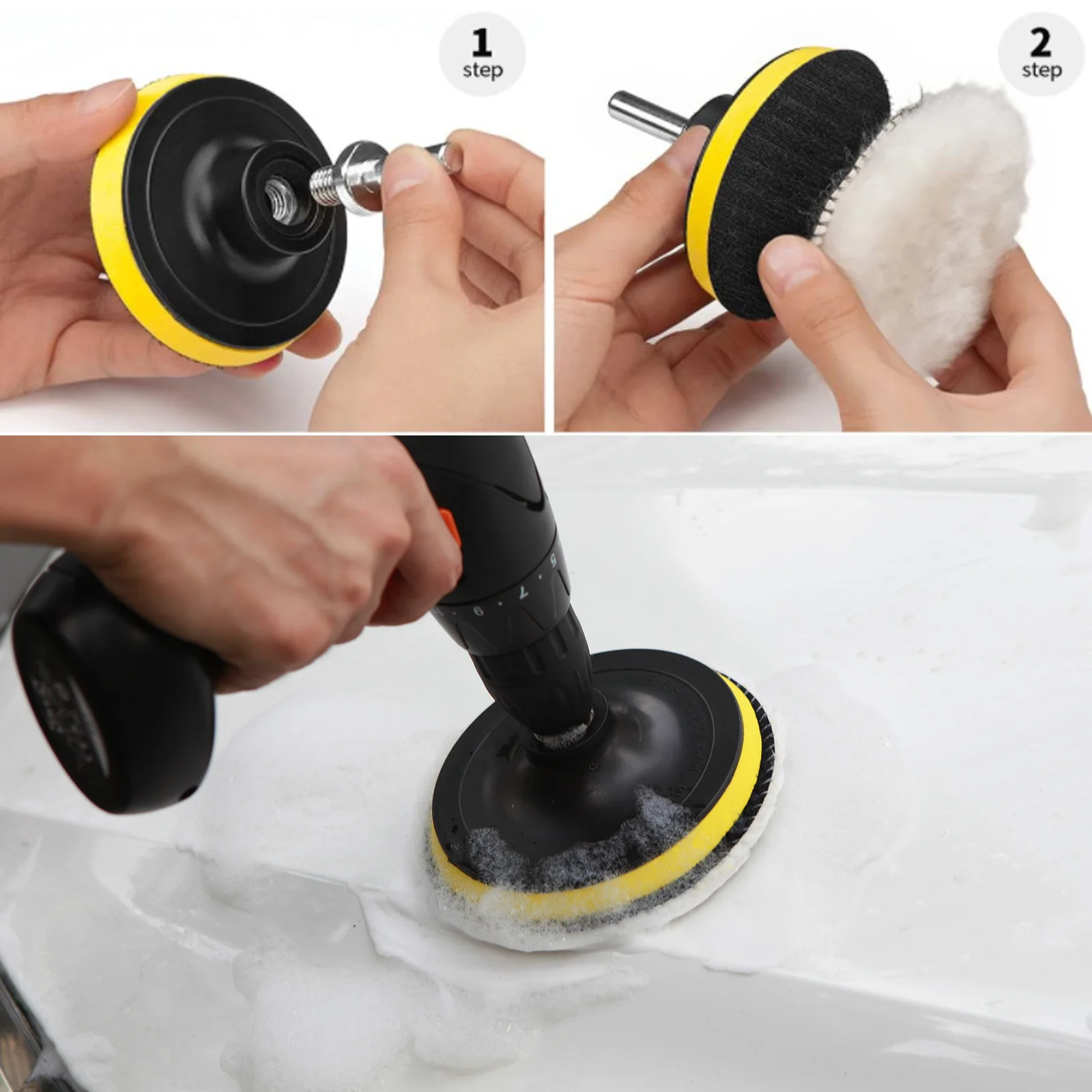 Car Polishing Disc 9Pcs/Set Self-Adhesive Buffing Waxing Sponge Wool Wheel Polishing Pad For Car Polisher Drill Adapter