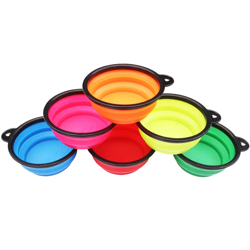 Black Box Foldable Silicone Pet Bowl Portable Dog Bowl Tableware Multi-color Selectable Dog Water Fountain Portable zhe die wan