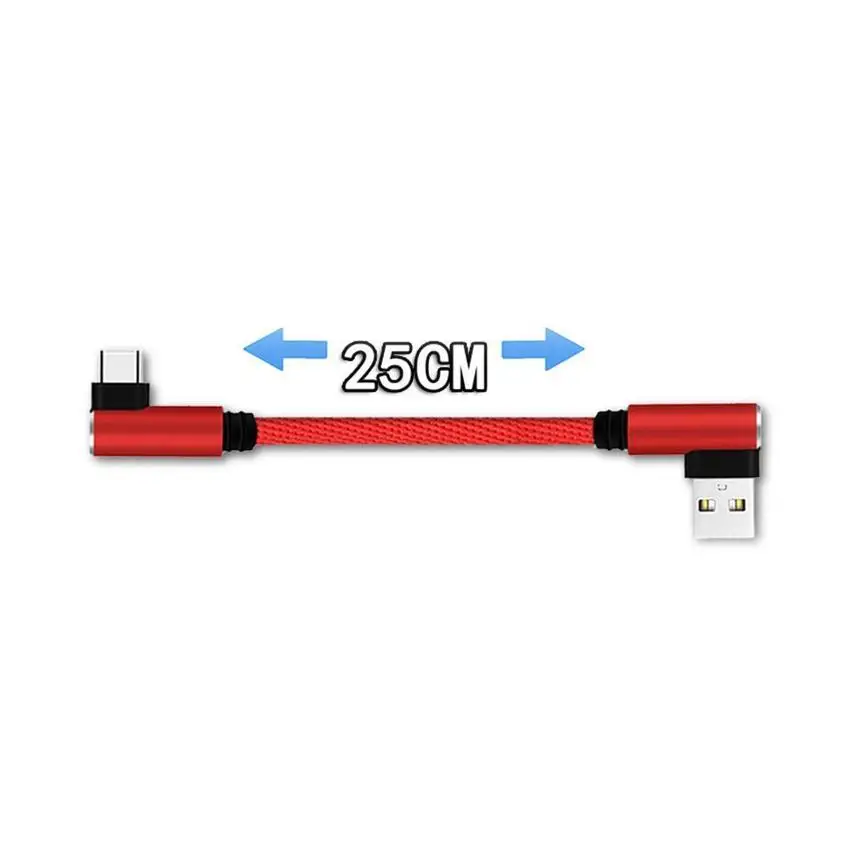 25 см USB к Micro USB короткий зарядный кабель локоть 90 градусов USB C Micro USB кабель
