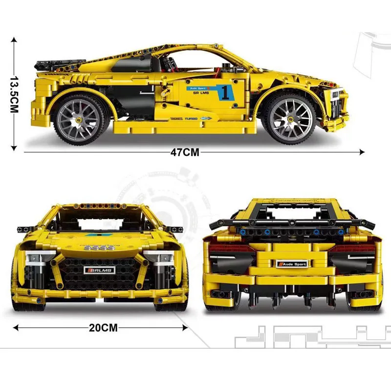 1841PCS Technic автомобильные игрушки R8 V10 скоростной автомобиль совместим с MOC-4463 сборкой модель автомобиля строительные блоки кирпичи Детский Рождественский подарок - Цвет: 1841PCS
