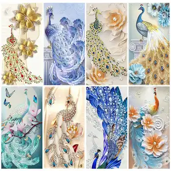 

HUACAN Animal Diamond Painting 5D Peacock Full Square Embroidery Home Decoration Mosaic Cross Stitch Handmade Gift