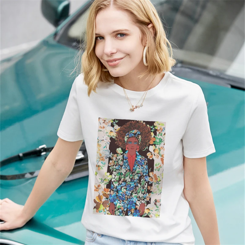 

Funny Summer T Shirt Women New Arrivals Flowers Lady Harajuku Print Short Sleeve Tshirt Plus Size T-shirt Aesthetic Tops Tees