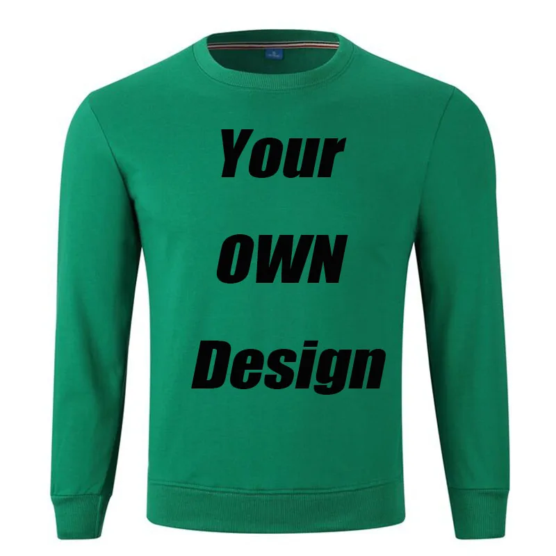 

BTFCL Customized Men Women Customized Sweatshirt Print Like Photo or Logo Text DIY Your OWN Design Green Cotton Harajuku Hoodies
