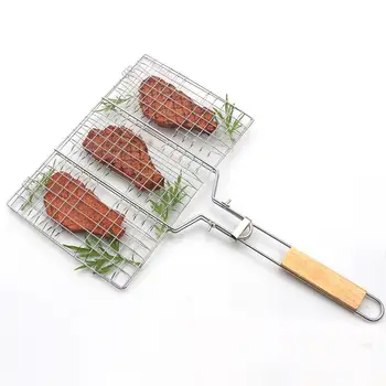 

Big Portable BBQ Grilling Basket Stainless Steel Nonstick Barbecue Grill Basket Tools Grill Mesh For Fish Steak Meat Hamburger