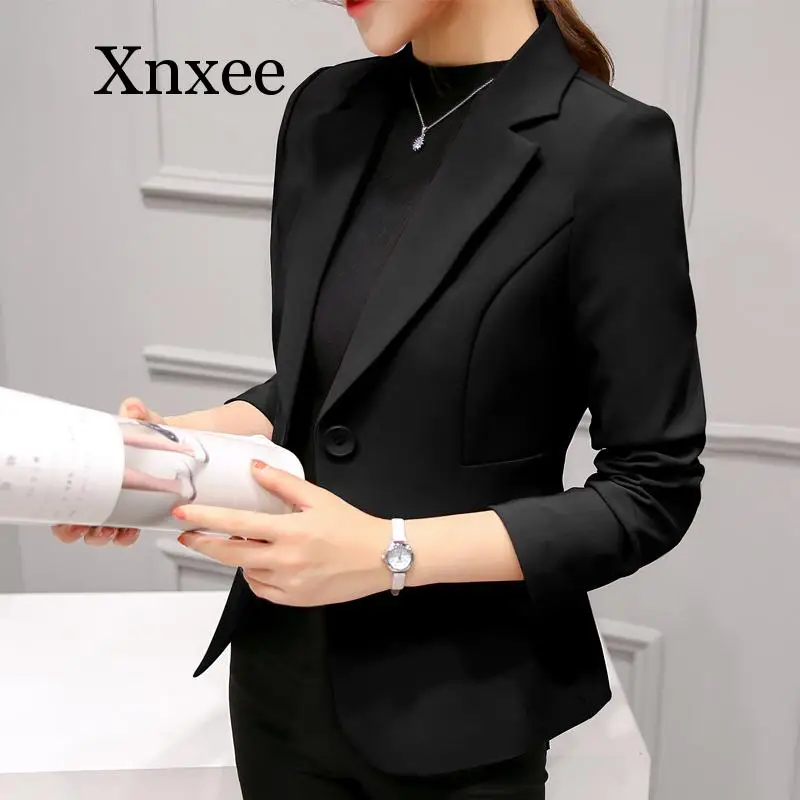Elegant Business Lady Jacket office Women Full Sleeve Work Blazer Female Casual Coat elegant formal wear single button pink