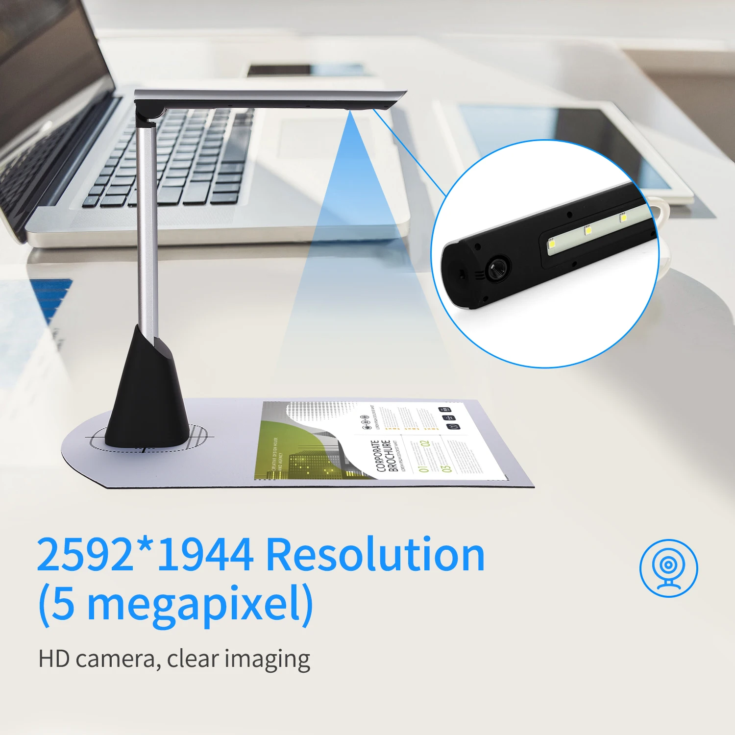 Document Camera Scanner Aibecy BK34 Document Camera Scanner 5 MP HD Camera A4 Capture Size LED Book Scanner for Classroom Teachers Support 7 Language