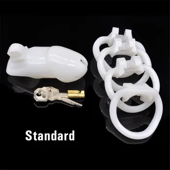 100% Resin Male Chastity Device with 4 Penis Rings Chastity Lock Cock Cage Penis Sleeve Bdsm Sex Toys For Men Exotic Sex Product 4