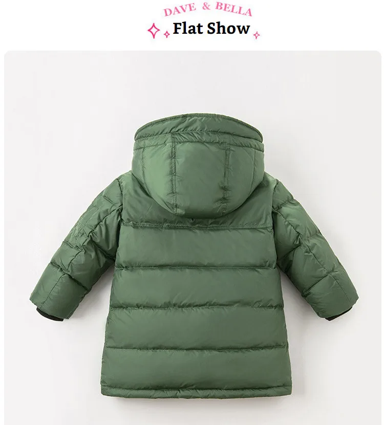 DBK11267 dave bella kids boy down jacket children 90% white duck down outerwear fashion solid hooded zipper coat