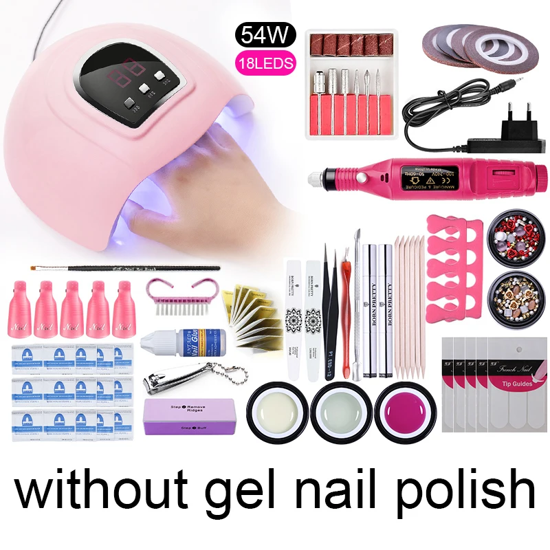 Set 9 От BORN PRETTY-гель для ногтей комплект УФ светодиодный светильник Сушилка с 10/12 шт инструментов для ногтей гель для ногтей маникюр набор инструментов Фрезер для ногтей, сверлильный станок набор инструментов для ногтей - Цвет: Set 9