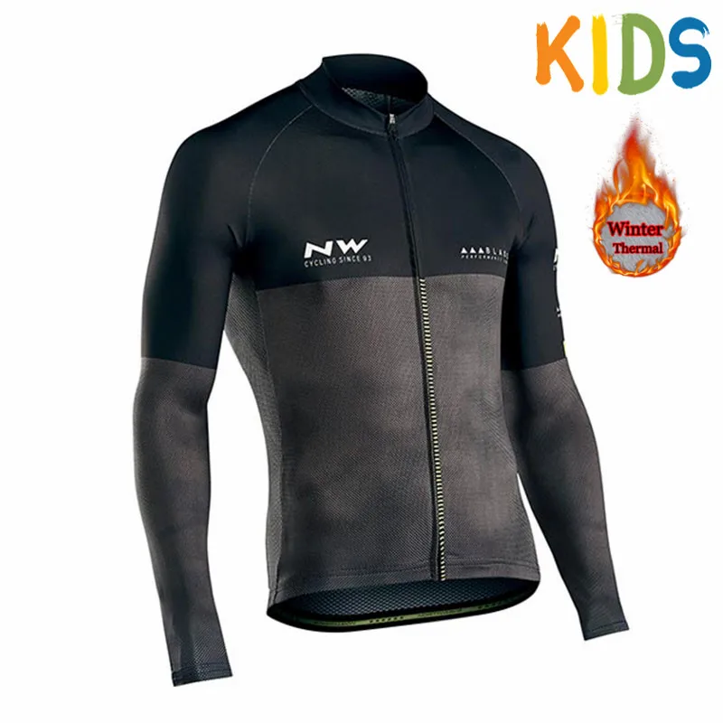 Northwave Children Winter Thermal Fleece Cycling Set Clothes Kids Sport Riding Bike MTB Clothing Long Pants Warm Set - Цвет: 18