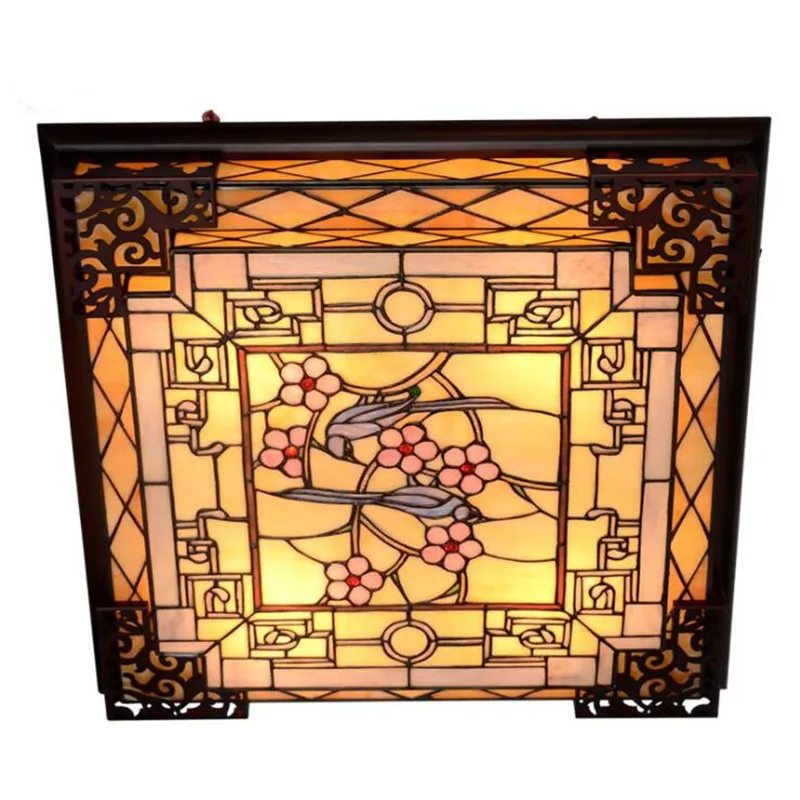

Tiffany Ceiling lamp Handmade Glass Baroque Alloy Vintage Lamp for Foyer Bed Room 63*63cm 1117