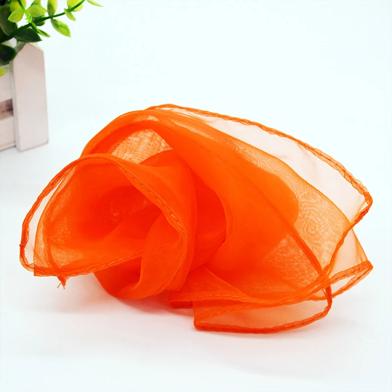Летний весенний Прозрачный квадратный шарф для девочек, однотонная одежда, тонкие шифоновые шарфы, модные накидки из органзы 45 см X 45 см - Цвет: dark orange