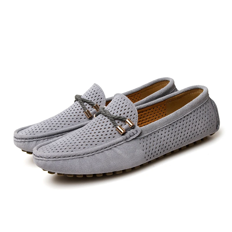 Летние мужские туфли; повседневные Роскошные брендовые дышащие мужские итальянские лоферы; коллекция года; замшевые туфли-лодочки без застежки; мужские туфли