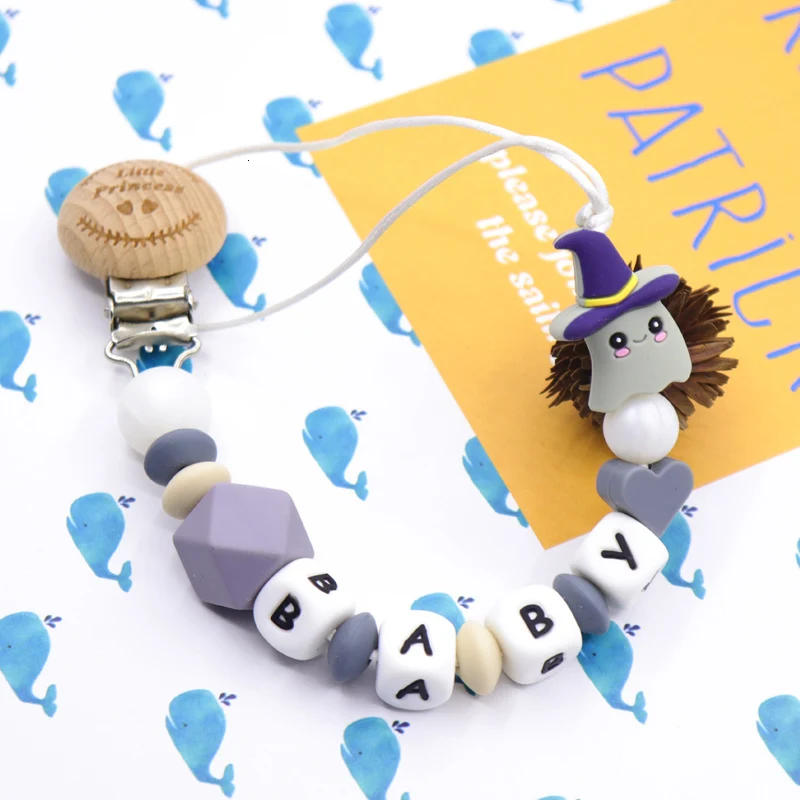 Personalized Name Handmade Silicone Pacifier Chains Safe Teething Chain Baby Teether Eco-friendly Pacifier Clips Holder Chain