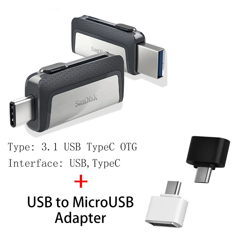 Sandisk type C OTG USB флэш-накопитель 64 128 ГБ Флешка 128 Гб 64 ГБ 32 ГБ 256 ГБ флеш-накопитель 3,1 USB флешка диск на ключе памяти для телефона - Цвет: SDDDC2 A