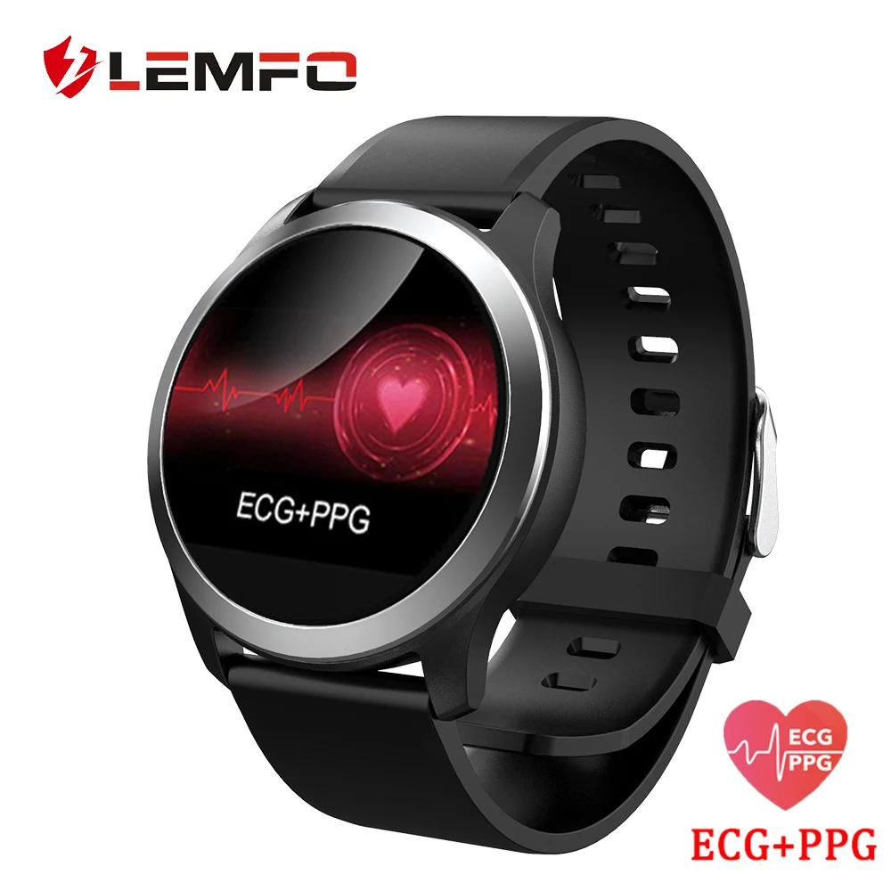 

LEMFO ECG PPG Smart Watch with Electrocardiograph ECG Display Heart Rate Blood Pressure Monitor IP68 Waterproof for Men Women