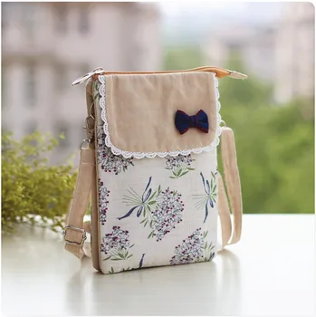 

Summer Women Phone Shoulder Bag canvas Money Wallet Mini Mobile Phone Bags Holders Clutch phone Messenger Bag