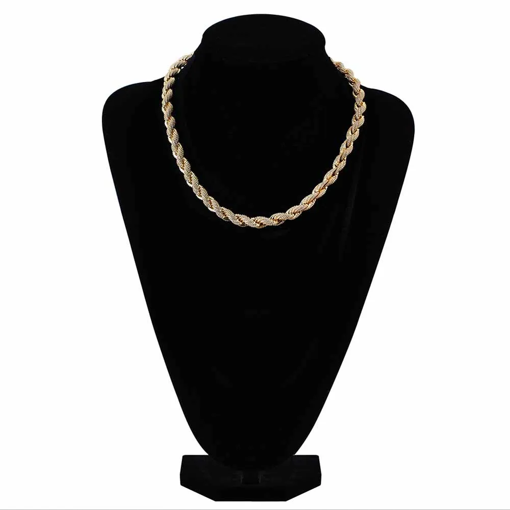 

High Quality Twisted Gold Silver Color Chain Necklaces Personality Hip Hop/ Punk Charms For Men Shiny Cubic Zircon Jewelry Gifts
