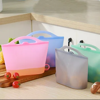 

1000ml With Scale Kitchen Soft Silicone Portable Handheld Food Storage Bag Microwave Safe Airtight Seal Practical Home Travel