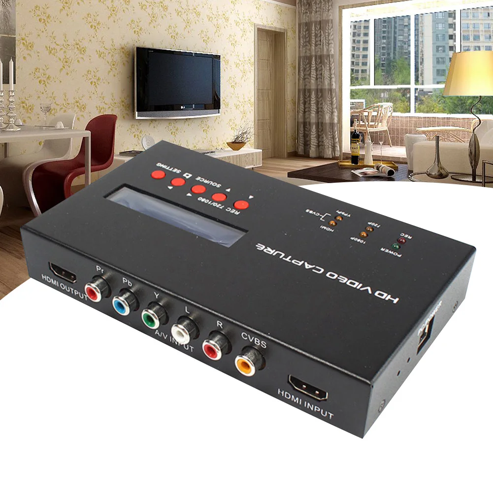 YY-283S ABS 1080P HDMI Converter With Remote Control TV Black Microphone Input Grabber Game Recording Card Video Capture Box