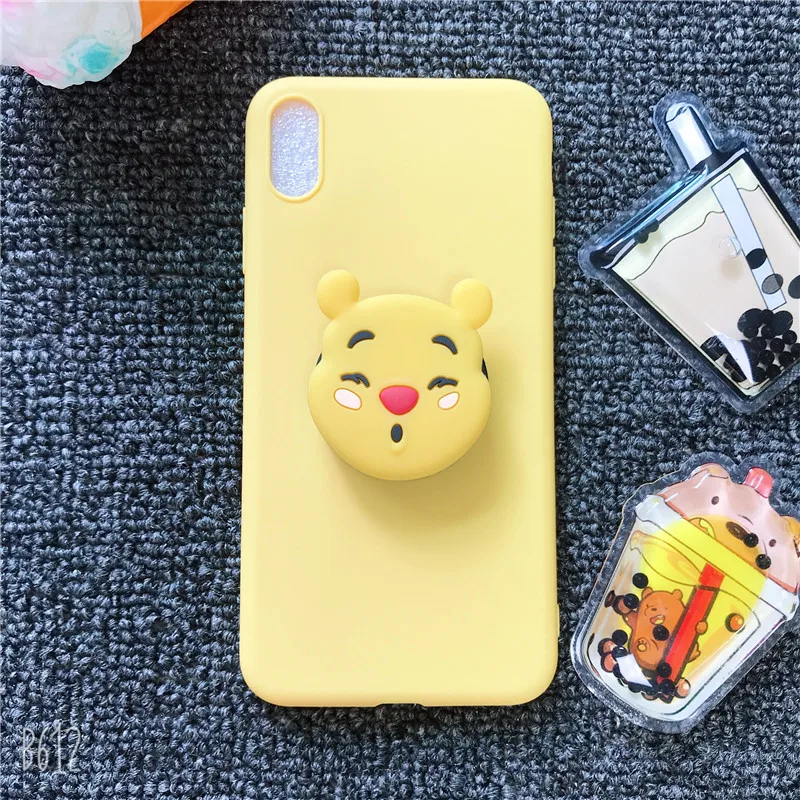 winnie С цветочным принтом и героями мультфильмов Минни гибкий держатель Подставка для телефона чехол для Samsung Galaxy A3 A9 A5 A6 плюс A7 Мягкий силиконовый чехол - Цвет: winnie