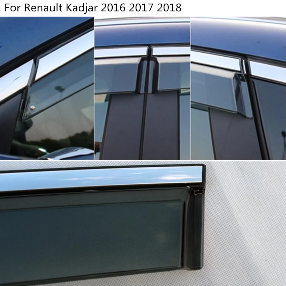Car Cover Plastic Window Glass Wind Visor Rain/Sun Guard Vent Frame Lamp 4PCs For Renault Kadjar
