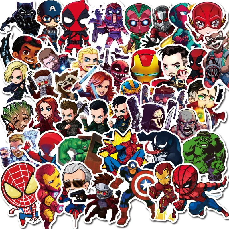 100 шт. Marvel Мстители наклейки герои мультфильмов аниме мобильный телефон