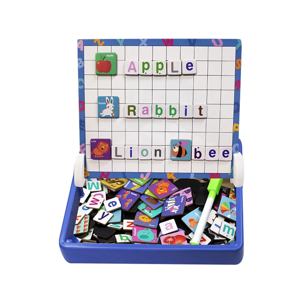Alphabet puzzle Деревянные Магнитные Головоломки, игрушки для детей, 3D головоломка, драка, смешное, вкус, лицо, буквы, строительные блоки, доска для рисования, обучающая игрушка - Цвет: Alphabet puzzle