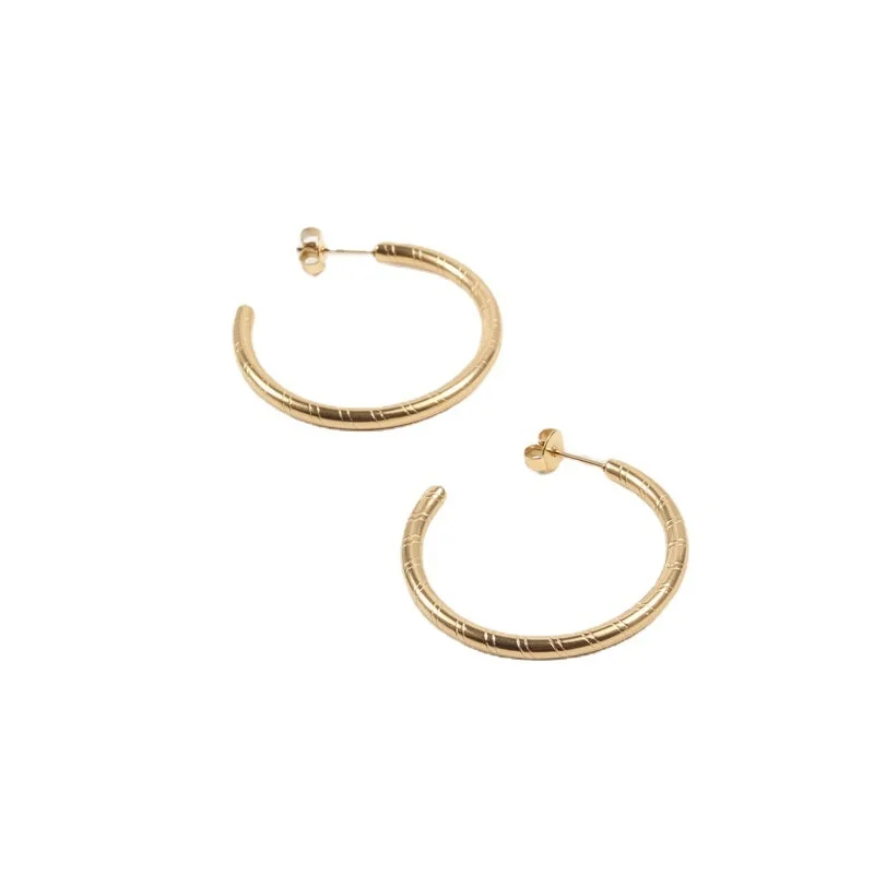 Stainless Steel C-shaped Designer Stud Earrings Gifts For Women Large Gold Plated With Alternative Fashion Wholesale Jewelry | Украшения и
