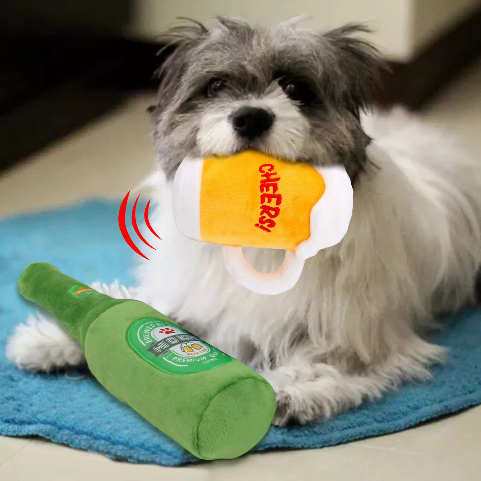 

Dropshipping Beer Glass Of Pet Plush Squeaking Toy Set Safe High-quality Doll Puppy Chew Toy Pet Plush Squeak Toy For Small Dog