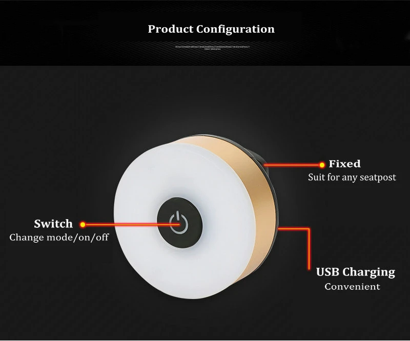 Bicycle Flashlight Waterproof LED Charging Cycling Taillight for Mountain Road Bike Safety Warning Lamp Rear Light 5 Mode (3)