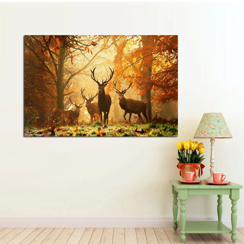 

Hua gu Spray-print Mural Decorative Painting Single Joint Deer Group Supply Dunhuang Supply Hot Selling