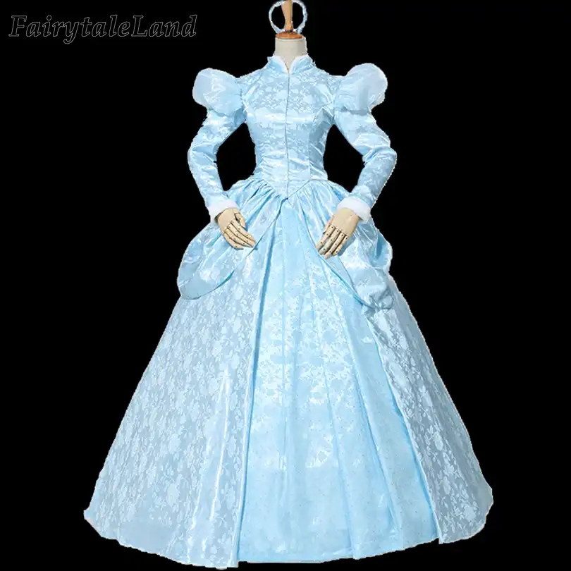 ファンシー大人女性ハロウィンプリンセスコスプレ衣装カーニバルパーティーレースアップブルードレス長袖トップ Aliexpress
