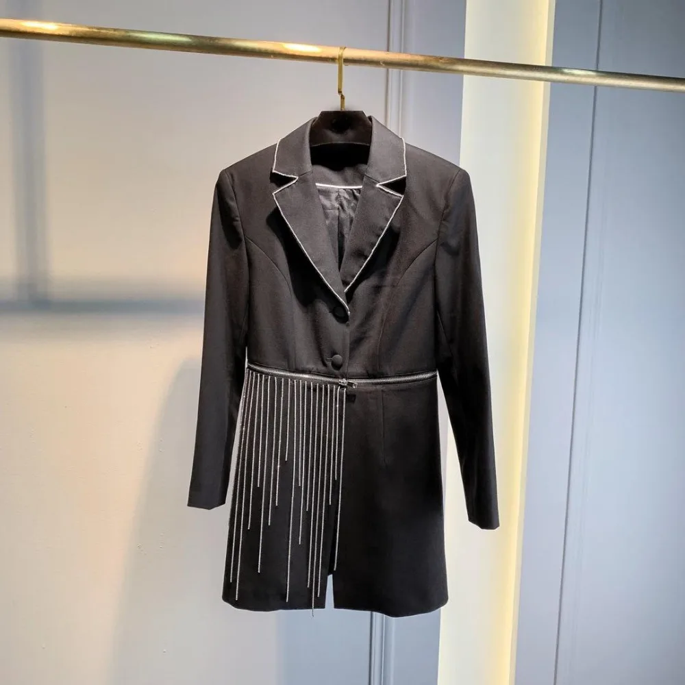 2019FW новые женские бриллианты куртка с кисточками пальто Женская модная Роскошная верхняя одежда gdnz 9,15