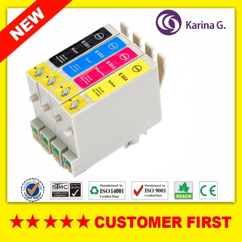 Совместимый картридж для принтера T0551 T0552 T0553 T0554 подходит Epson Stylus Photo RX420 RX425 RX520 R240