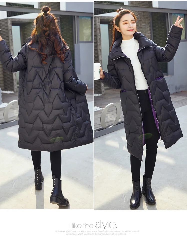 Cotton-padded Clothes/Cotton Coat Winter Hooded Zipper Long Sleeve Mid-length Warm Comfortable Fashion Photo Shoot