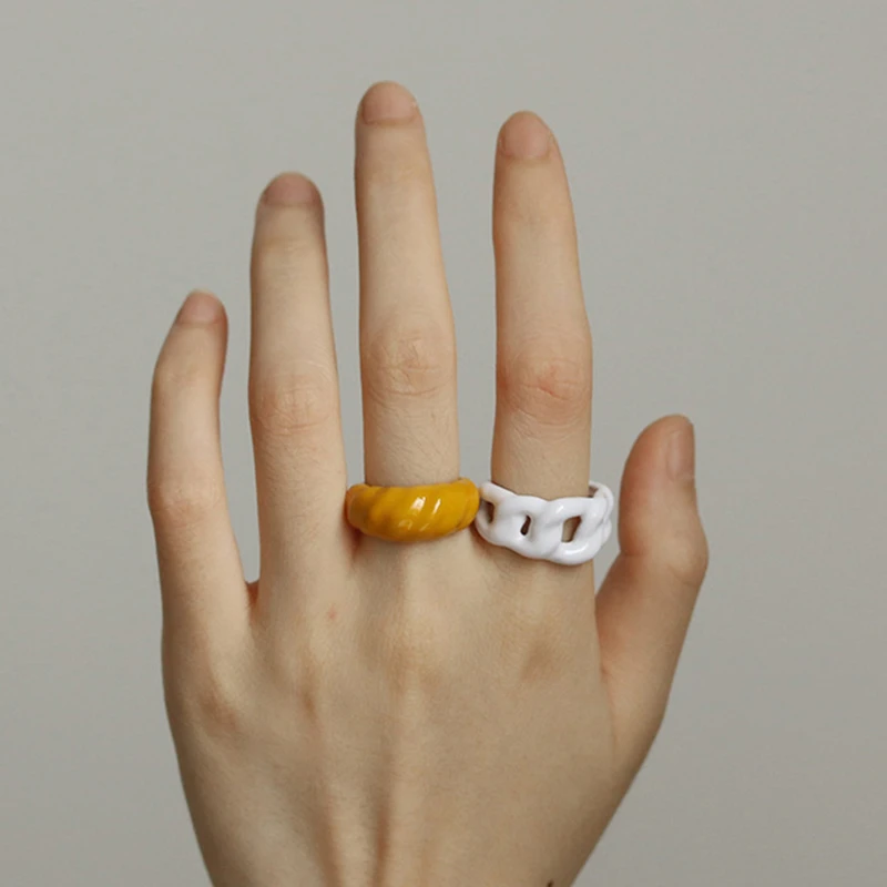 Novedosos anillos de latón amarillo hipérbole de epoxi ecológicos de latón para mujer, joyería Original creativa al por mayor| Anillos| - AliExpress