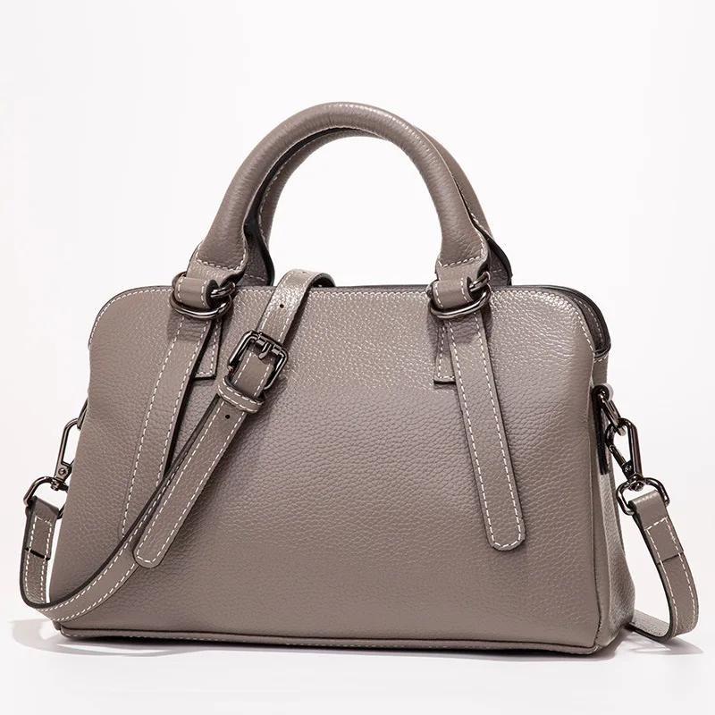 Женская сумка на плечо из воловьей кожи, дизайнерская модная вместительная сумка через плечо, роскошные женские сумки - Цвет: Gray