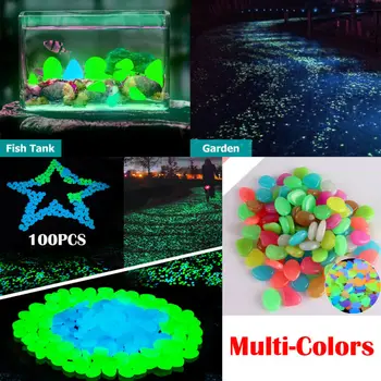 

50/100pcs Luminous Artificial Pebbles Glow In Dark Stone Home Garden Decoration Fluorescent Artificial Stone for Aquarium Fish