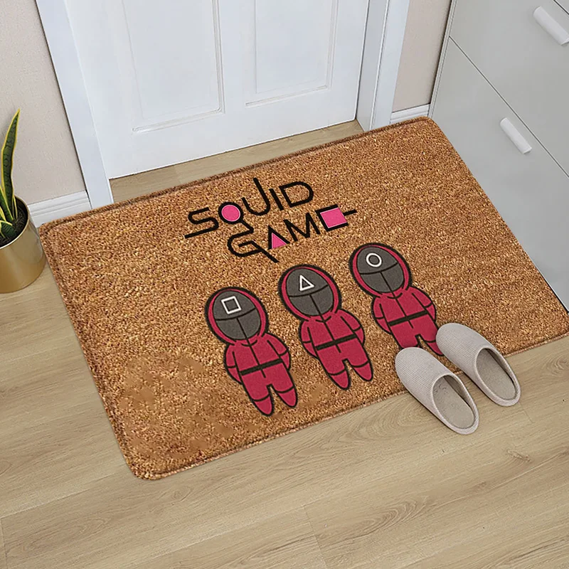 Squid Game Printing Doormat Cartoon Entrance Home Floor Door Mat DIY Cute Floormat Kitchen Bedroom Bedside Non-Slip Mats | Дом и сад