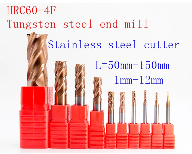 

Tungsten steel end mill HRC60-4F 12.0xD12x150L stainless steel special tool, CNC end mill casting steel processing tool
