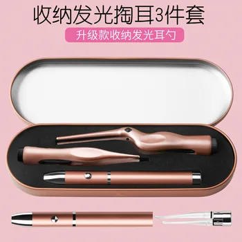 

3pcs/Set Ear Wax Cleaner LED Flashlight Earpick Earwax Remover Luminous Ear Curette Light Spoon Cleaning Ear Care Tool G1219