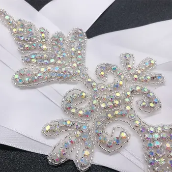 

Women Bridal Classic Handmade Woven Jewelry Wedding Waist Belt Hologram Glitter Rhinestone Applique Dress Gown Sashes Cummerbund