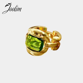 

Joolim High End Green Glass Statement Finger Rings for Women