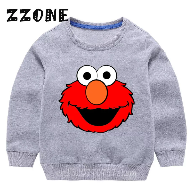 2413A-Gray Детские толстовки с капюшоном Детские свитшоты с героями мультфильма «Улица Сезам» и «Элмо» хлопковый пуловер для малышей топы для девочек и мальчиков, осенняя одежда KYT2413 - Цвет: 2413A-Gray