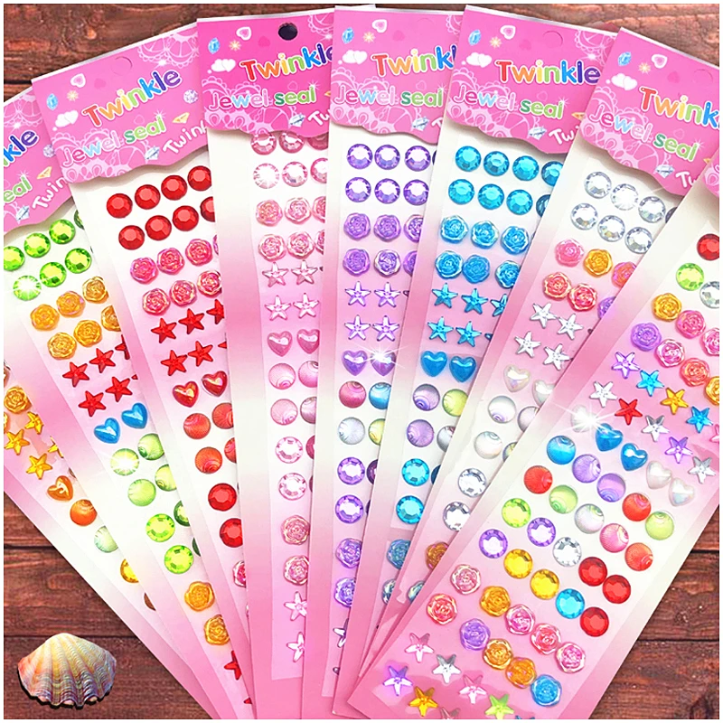 

3D Children Diamond Stickers Gem Sticker Acrylic Flower Crystal Sticker DIY Three-dimensional Car Computer Decoration Rhinestone