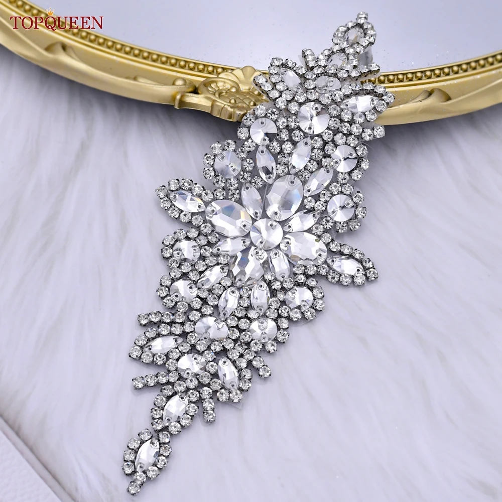TOPQUEEN S01 Women's Belt Luxurious Bride Bridal Sash Rhinestone Applique for Evening Party Prom Gown Dress bridal waistband bridal dress decoration