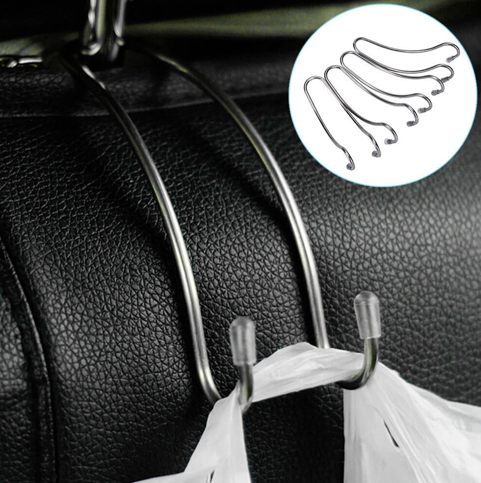 Car Accessories Universal Car Interior Seat Hook Stainless Steel Hang On 3kg Hooks Hanger Headrest Storage Clips