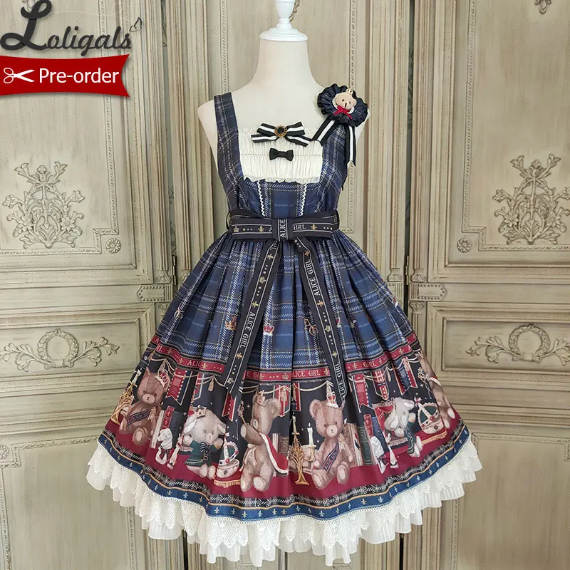 Милое плюшевое Платье с принтом мишки Lolita JSK от Alice Girl ~ предзаказ | Женская одежда